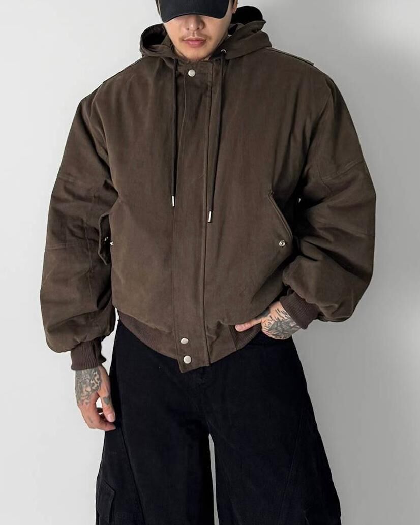 淨色連帽拉鍊外套(薄夾棉) Tac-0321JK