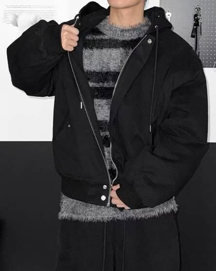 淨色連帽拉鍊外套(薄夾棉) Tac-0321JK