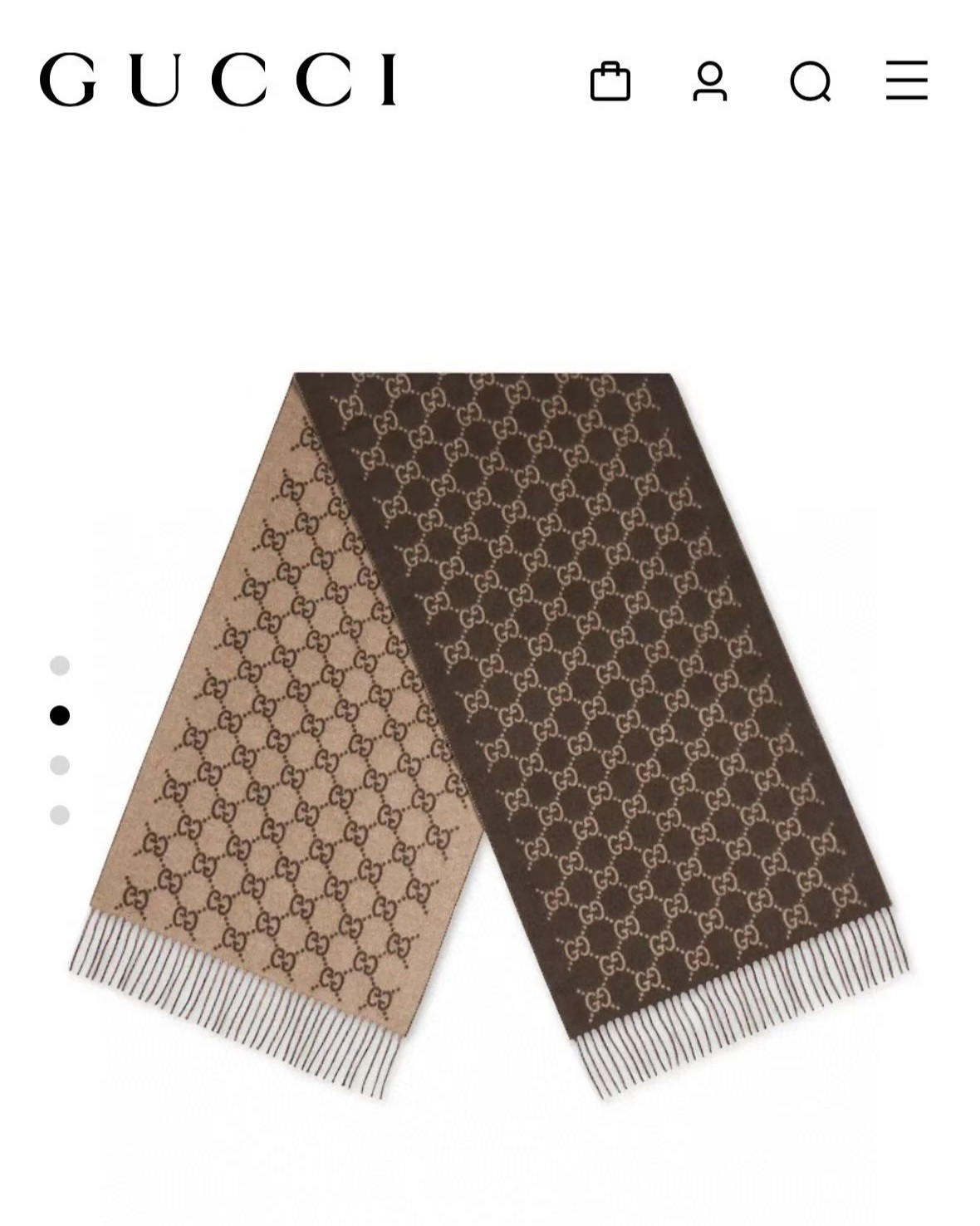 GG 卡其併啡色 羊毛圍巾