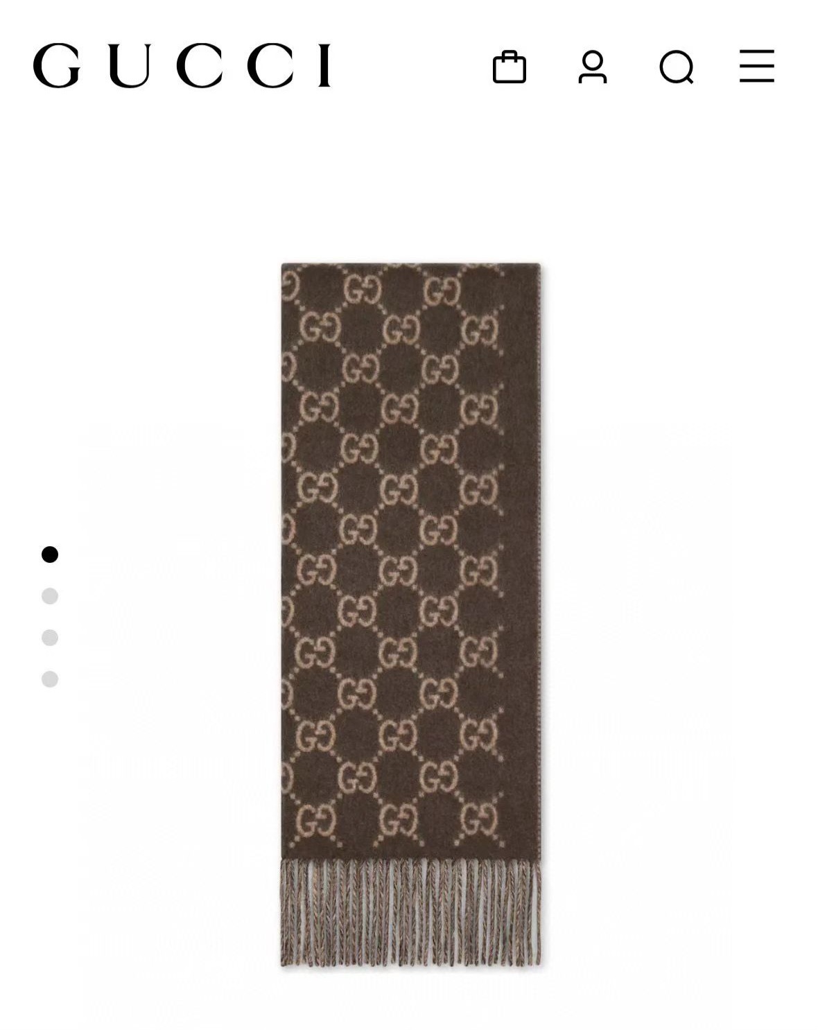 GG 卡其併啡色 羊毛圍巾