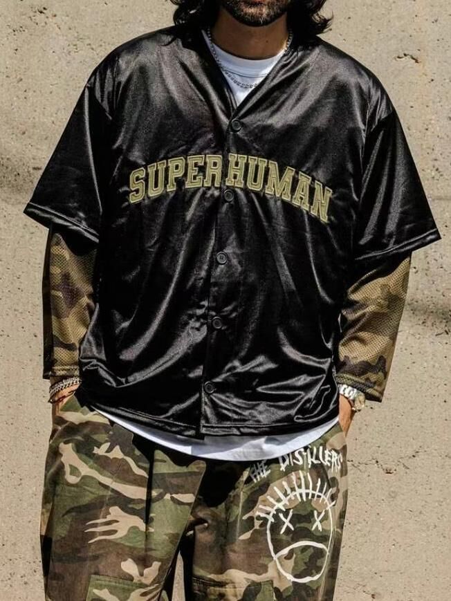 假兩件英文字開胸外套 JK2745