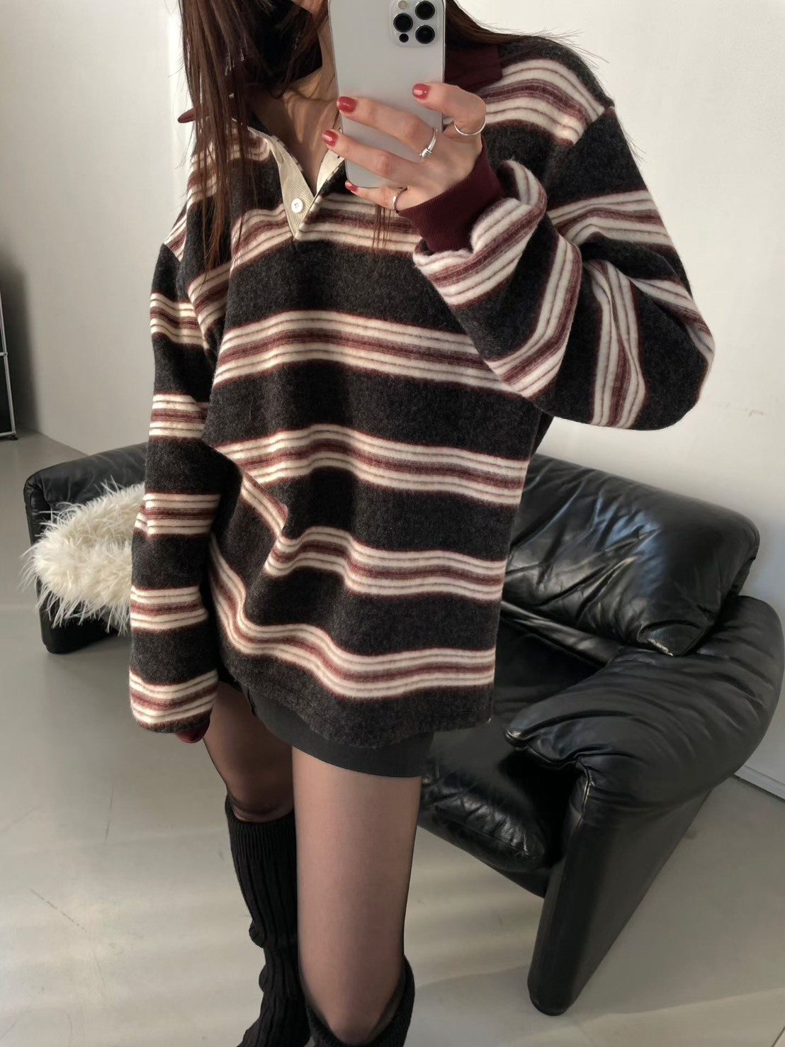 開釦美拉德條紋POLO衫