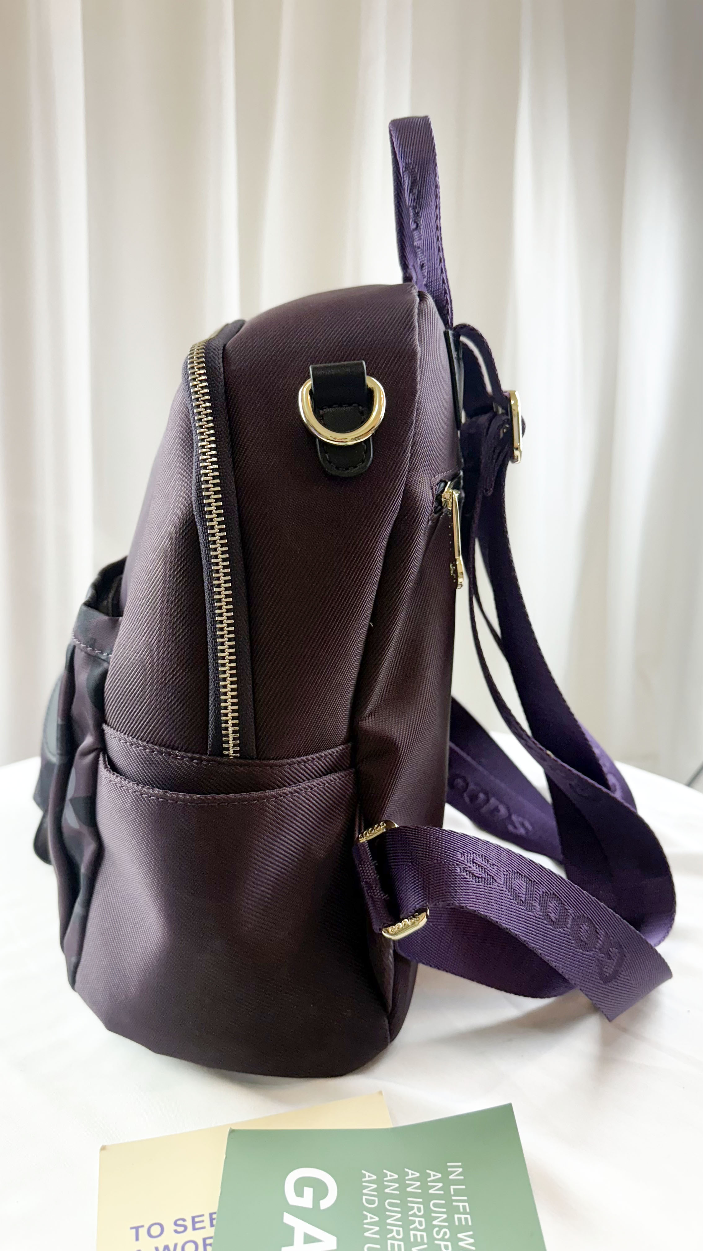 GOODS 紫花拼色防潑水後背包 / 側背包 附零錢包 #2649