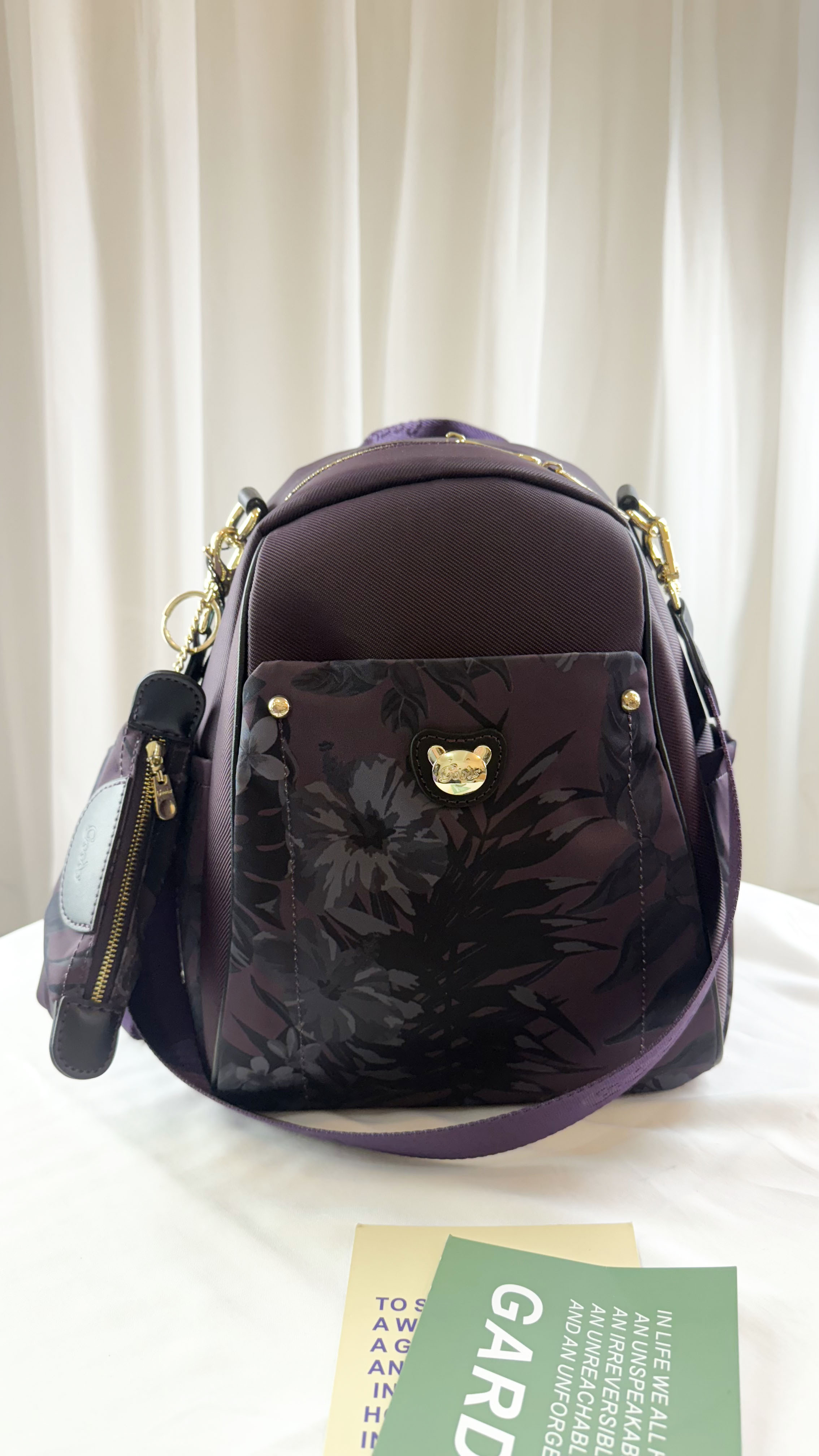 GOODS  紫花拼色防潑水後背包  附零錢包  #2892