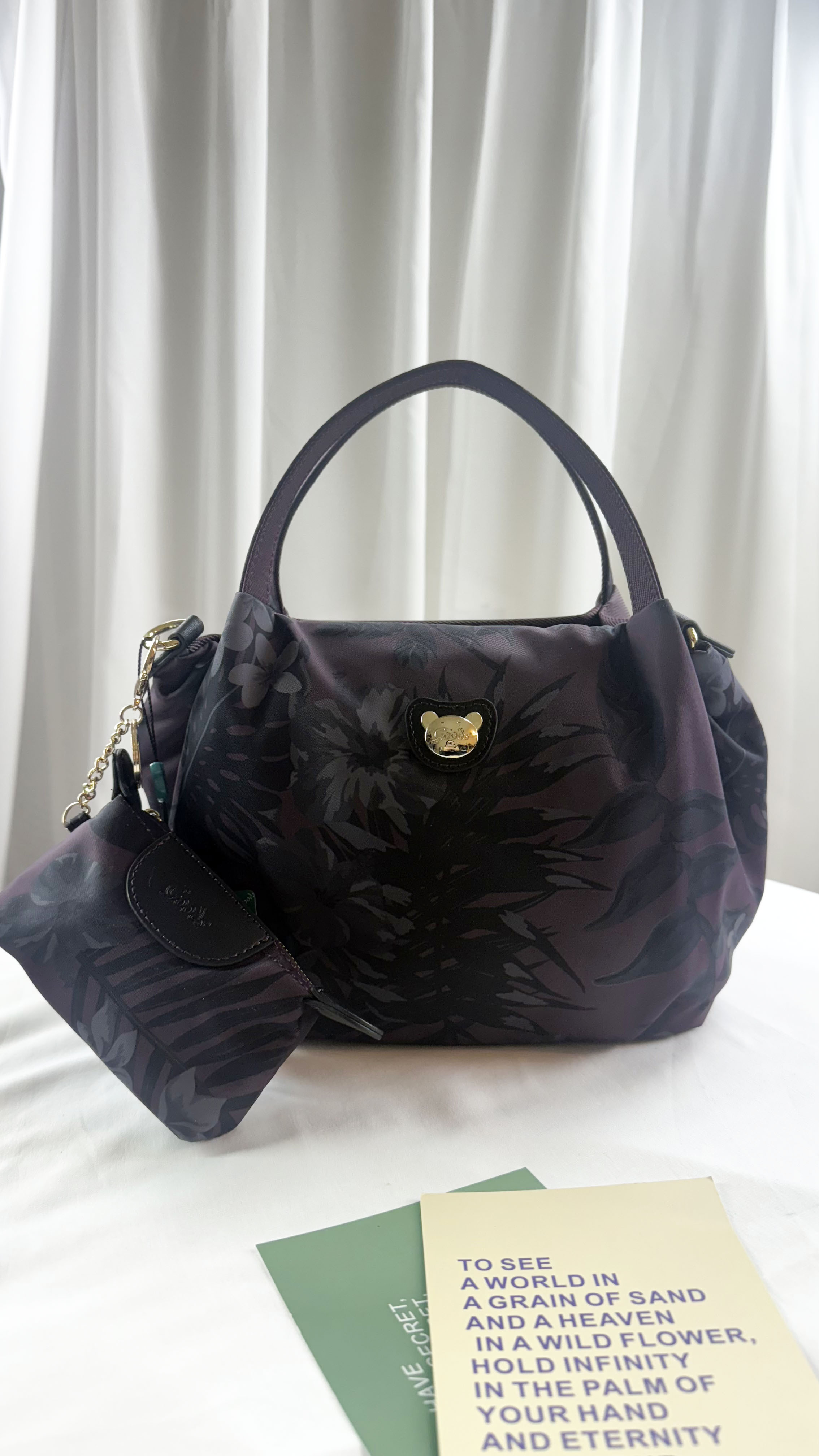 GOODS 紫花拼色防潑水手提包 / 側背包 附零錢包 #2808