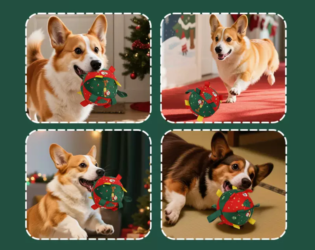 「聖誕」寵物電動玩具波波(Type-C充電）動物叫聲+學人講野 *寵物聖誕禮物首選