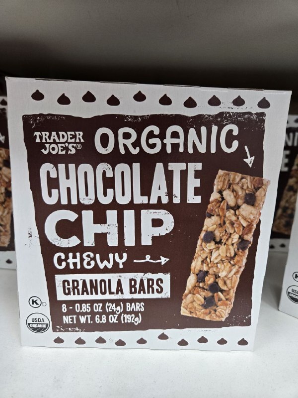 [U] CW TRADER JOE'S ORGANIC CHOCOLATE CHIP CHEWY GRANOLA BARS, 00567176 (UCW115)