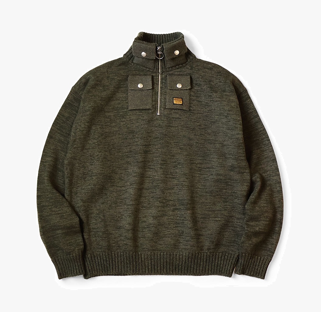 12/8 RELEASE: KAPITAL COTTON WOOL NICKEL HALF ZIP SWEATER - PRE ORDER ITEM (預訂中)