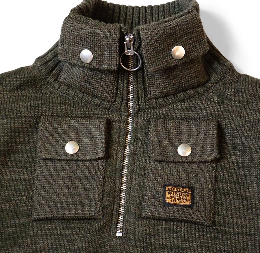 12/8 RELEASE: KAPITAL COTTON WOOL NICKEL HALF ZIP SWEATER - PRE ORDER ITEM (預訂中)