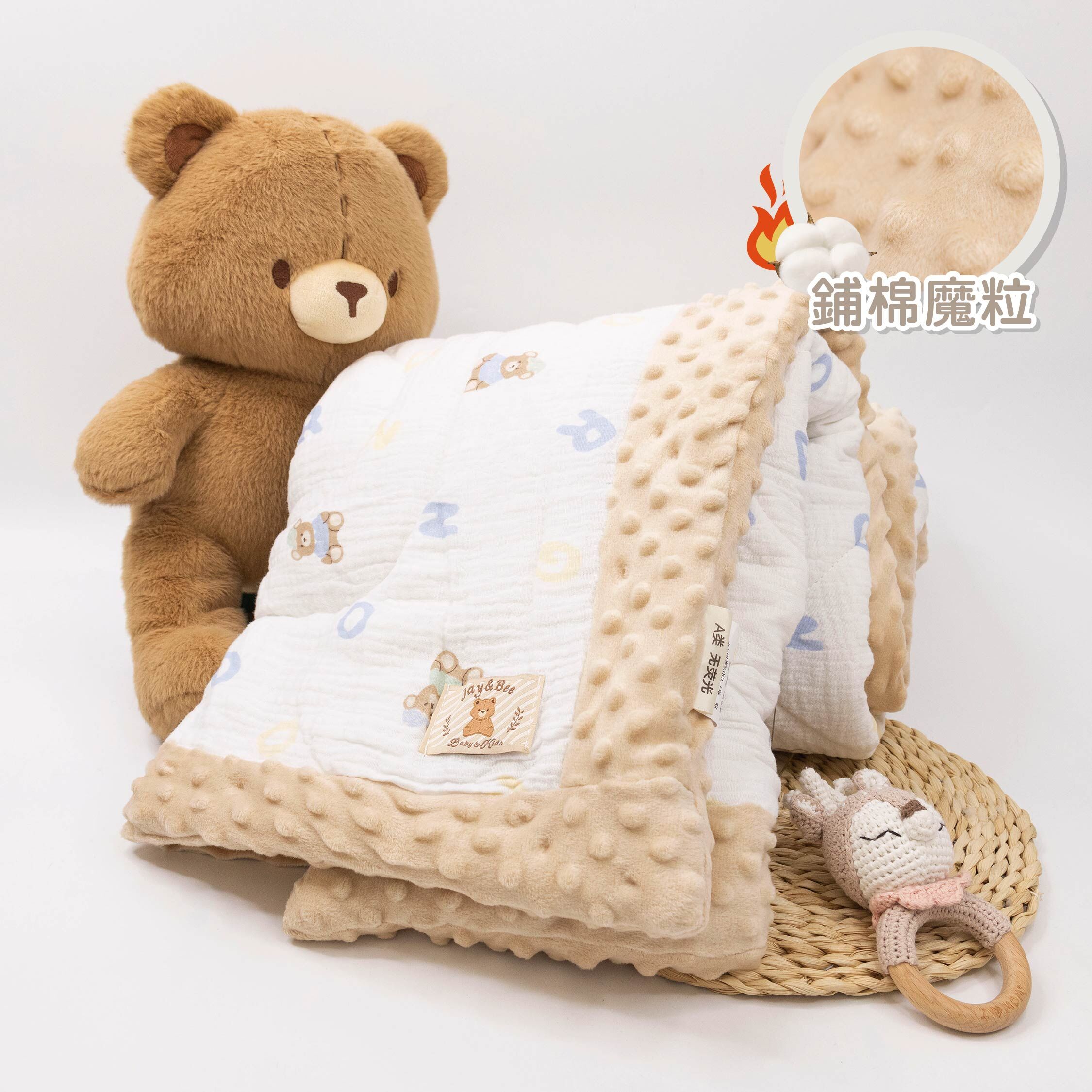 【JS0377】晚安字母熊鋪棉魔粒毯(大)