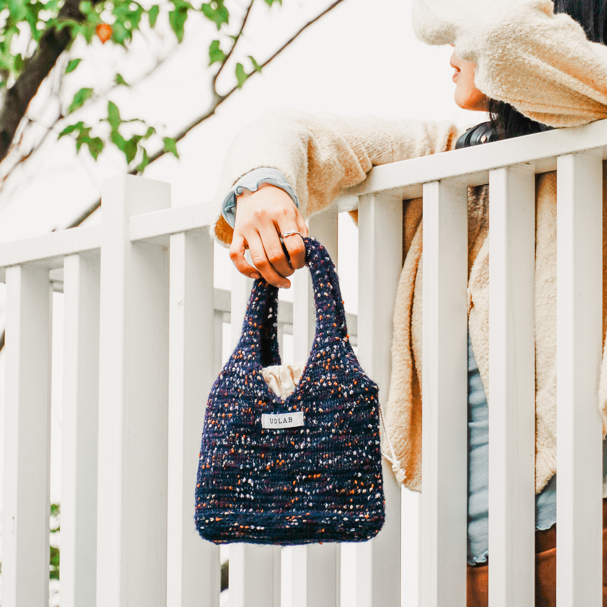 復古彩點針織手提包 四色售