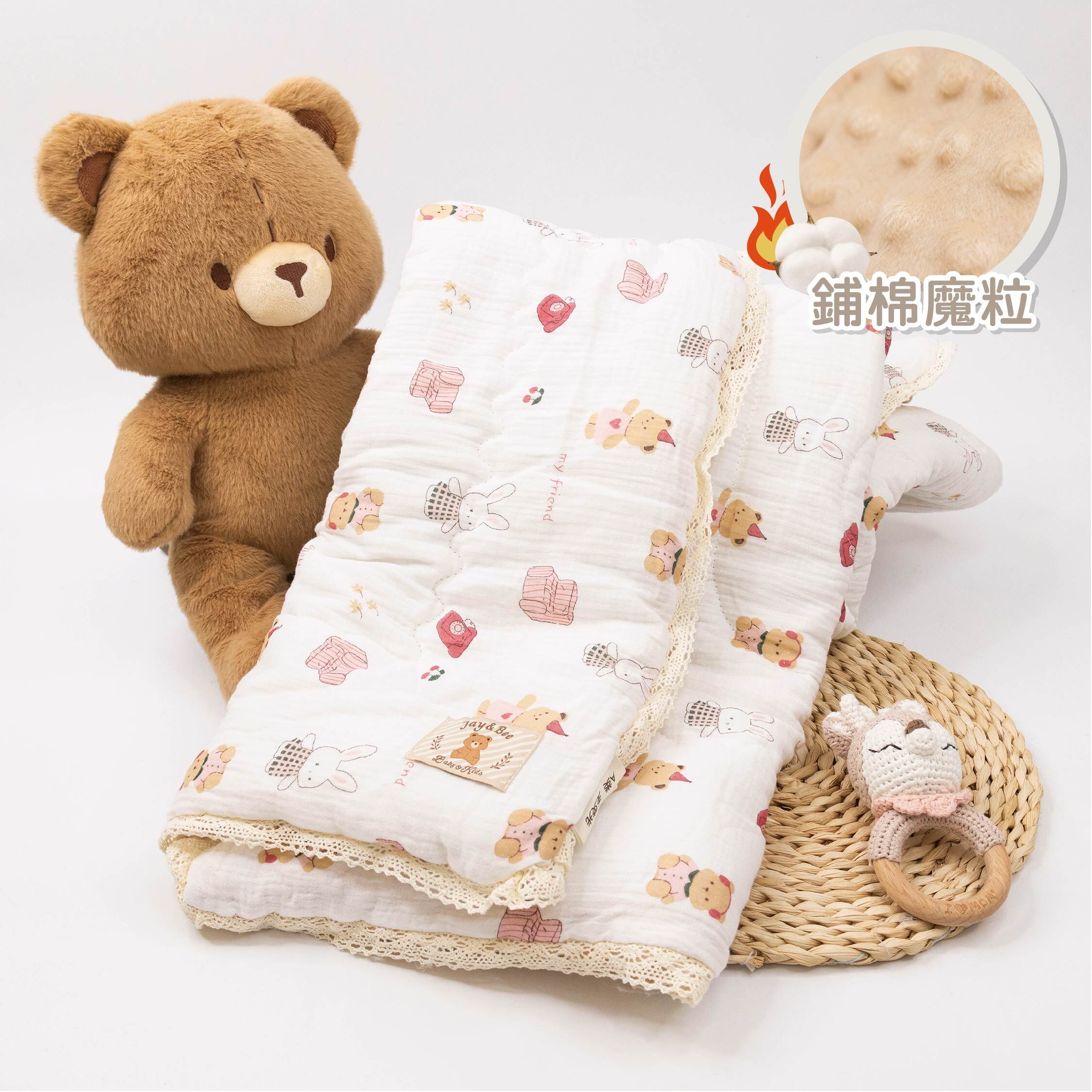 【JS0379】日常兔兔鋪棉魔粒毯(大)