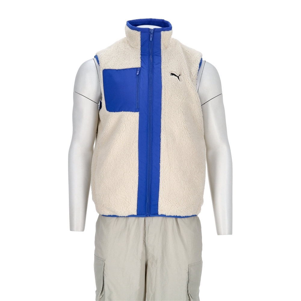 Puma 基本系列 男款 米白藍色 歐規 雙面穿 羔羊絨 立領 保暖 背心 68837287