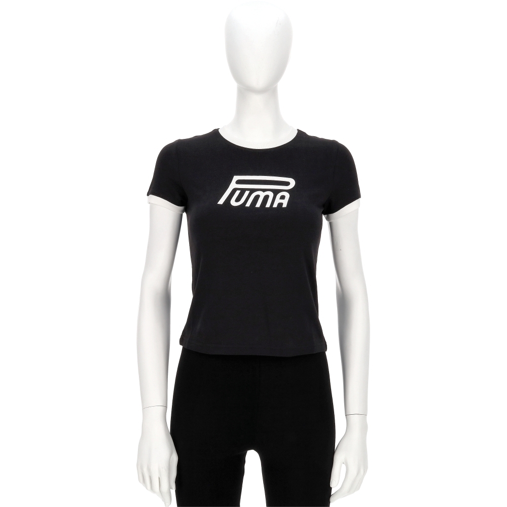 Puma 流行系列 Future Archive 女款 黑色 歐規 滾邊 印花 T恤 運動 休閒 短袖 63212201