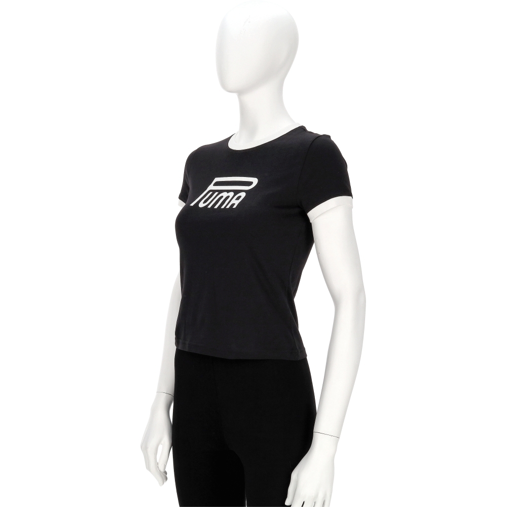 Puma 流行系列 Future Archive 女款 黑色 歐規 滾邊 印花 T恤 運動 休閒 短袖 63212201