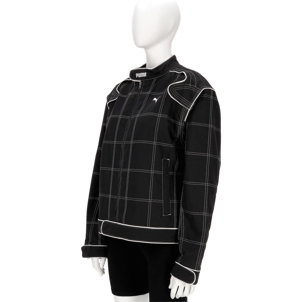 Puma 流行系列 Future Racer 女款 黑色 歐規 立領 格紋 拉鍊 賽車 外套 63216301
