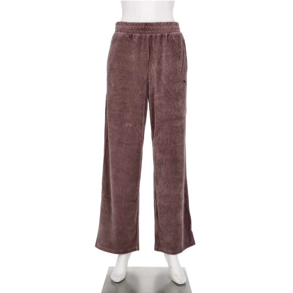 Puma 基本系列 女款 可可棕色 歐規 羅紋 絲絨 彈性腰圍 舒適 運動 休閒 長褲 68810888