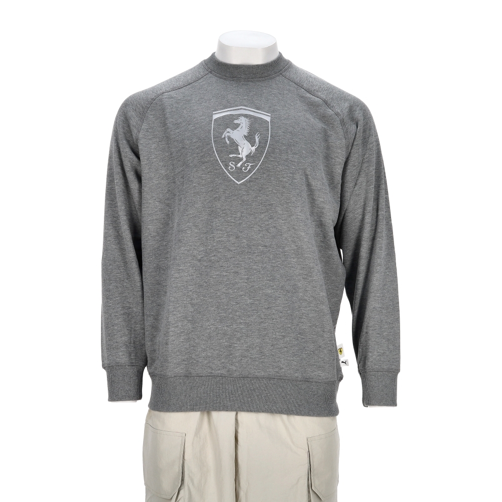 Puma 法拉利車迷系列 男款 灰色 歐規 法拉利 大盾 印花 圓領 長袖 63278807