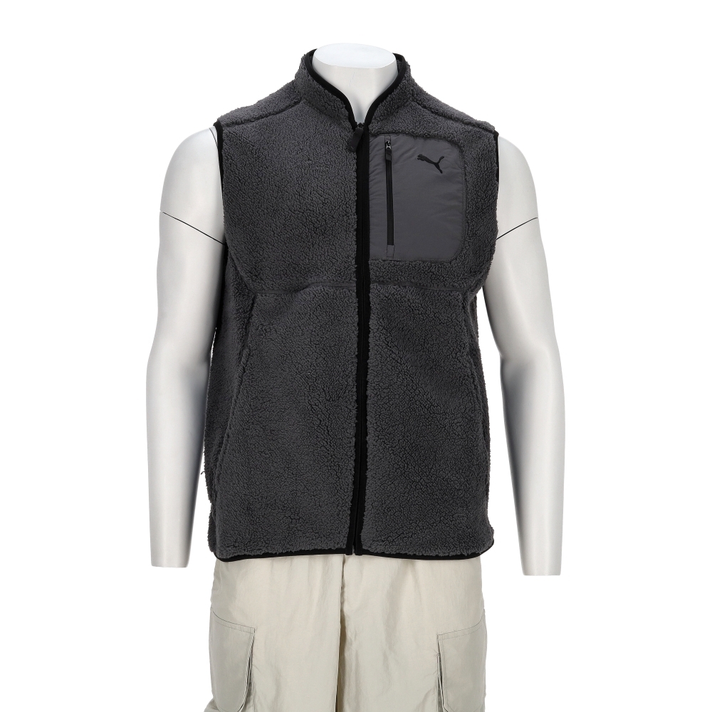 Puma 基本系列 PUMATECH 男款 灰色 歐規 立領 保暖 搖粒絨 拉鍊 背心 68822544