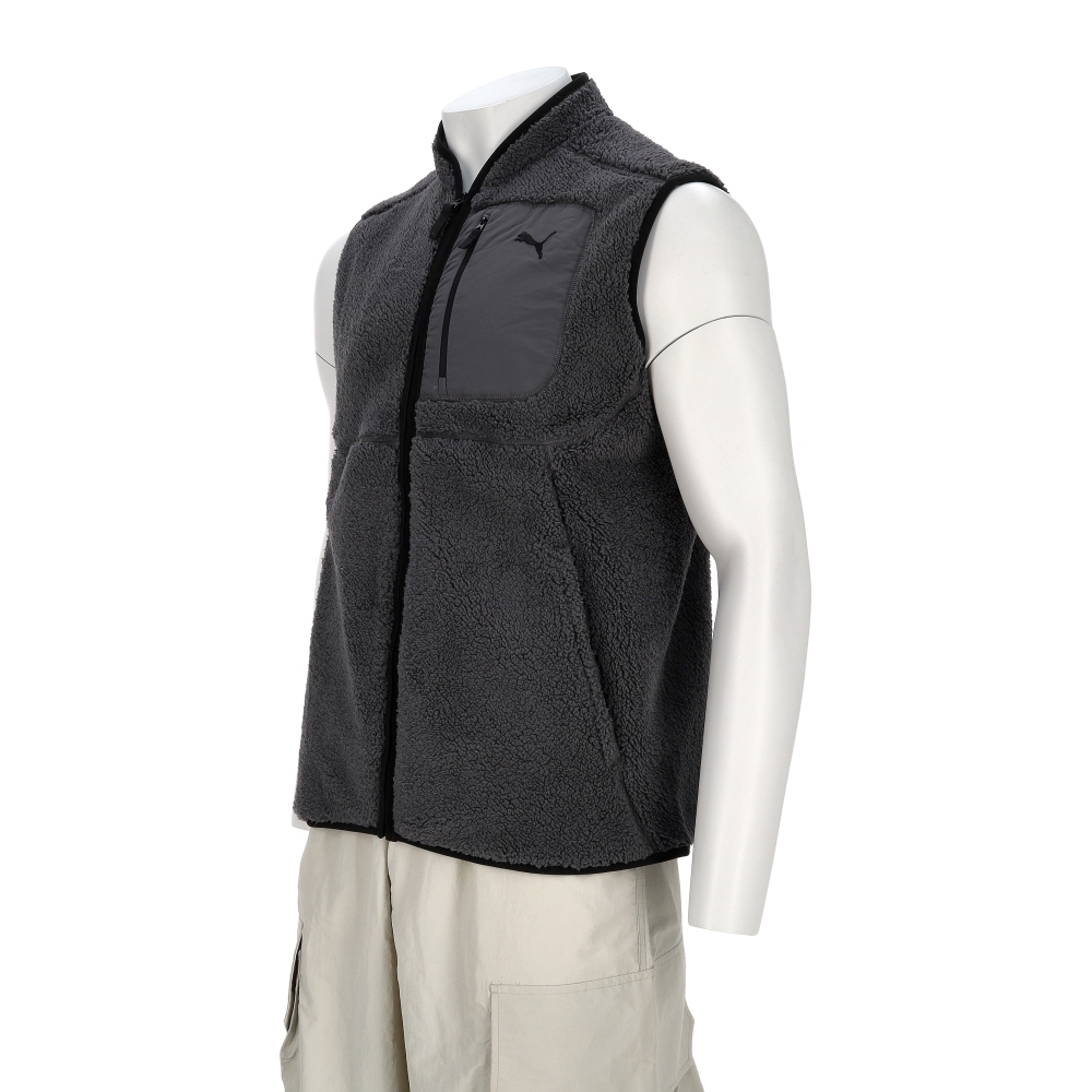 Puma 基本系列 PUMATECH 男款 灰色 歐規 立領 保暖 搖粒絨 拉鍊 背心 68822544