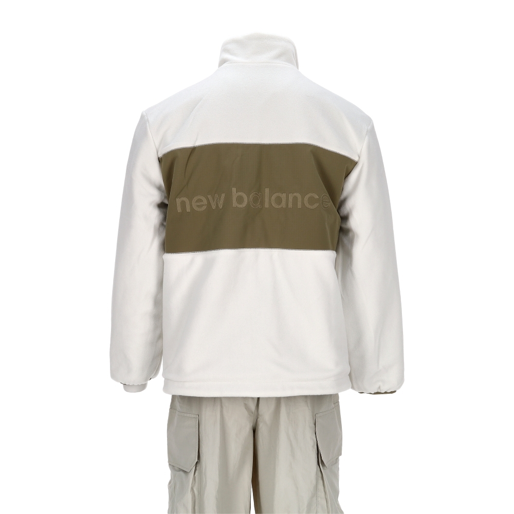 New Balance Sds 男款 白綠色 雙面穿 兩用 立領 拉鍊 刷毛 保暖 夾克 外套 AMJ54330CGN