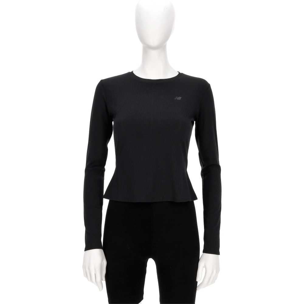 New Balance 女款 黑色 美規 合身 螺紋 圓領 運動 休閒 長袖 WT53133BK