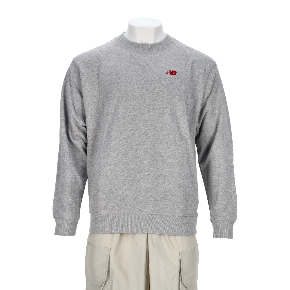 New Balance 男款 灰色 NB 棉質 圓領 大學T 長袖 MT53809AG