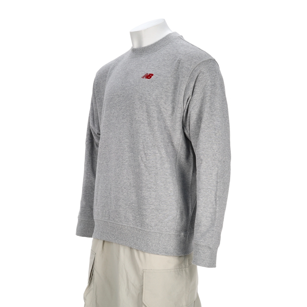 New Balance 男款 灰色 NB 棉質 圓領 大學T 長袖 MT53809AG