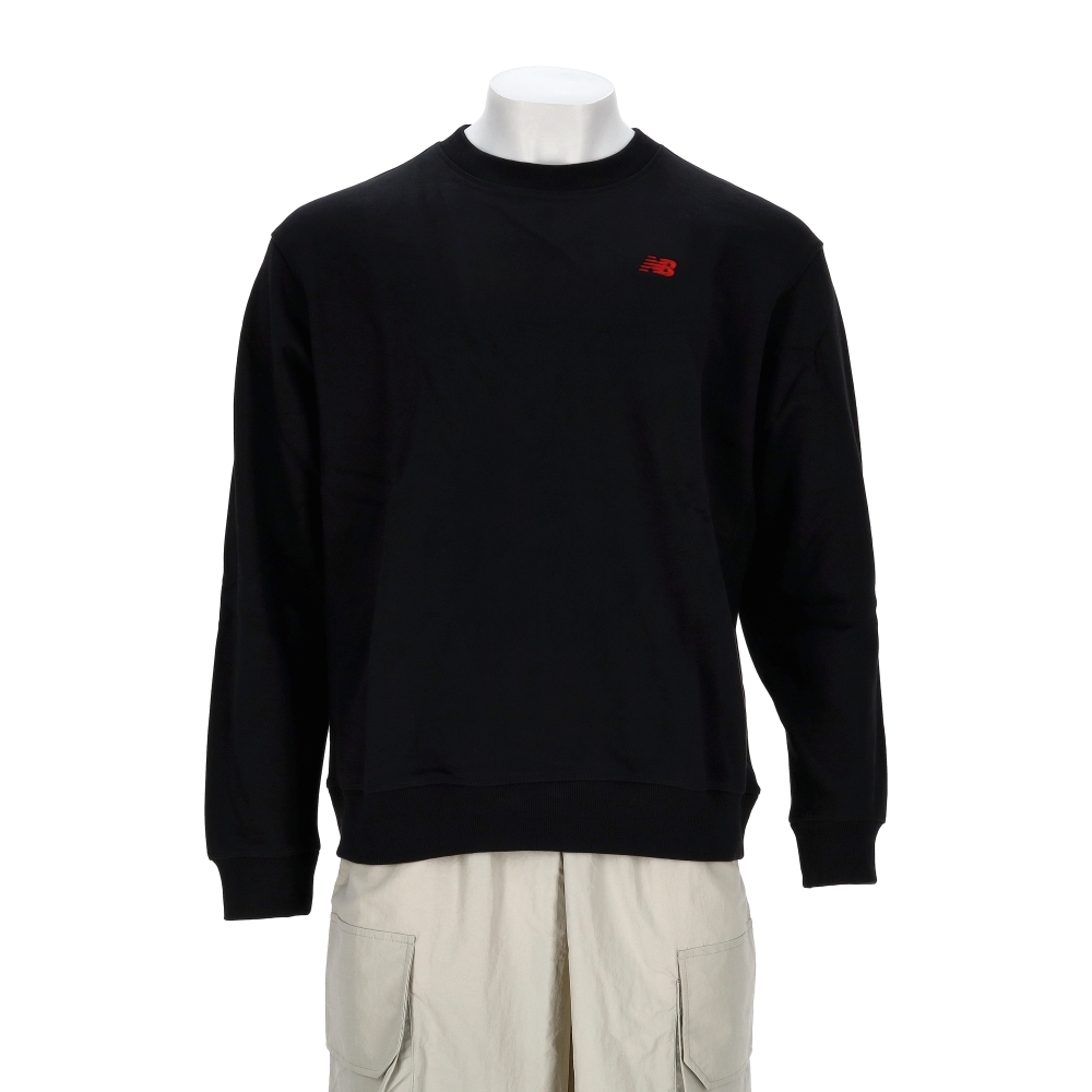 New Balance 男款 黑色 NB 棉質 圓領 大學T 長袖 MT53809BK