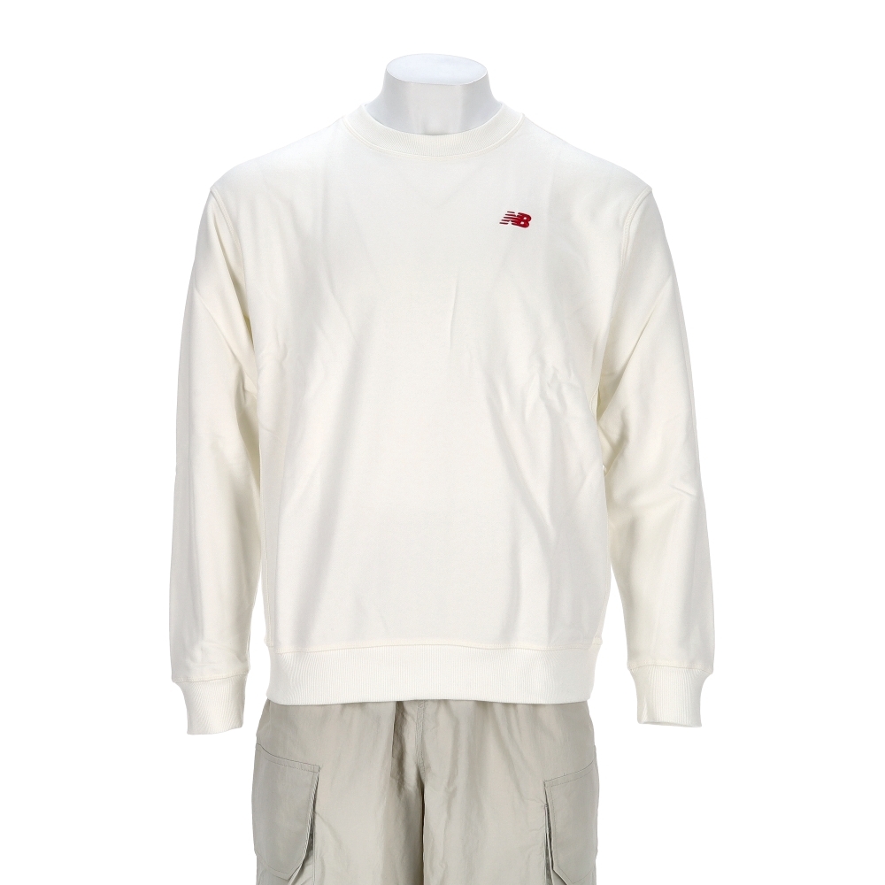 New Balance 男款 米白色 NB 棉質 圓領 大學T 長袖 MT53809SST