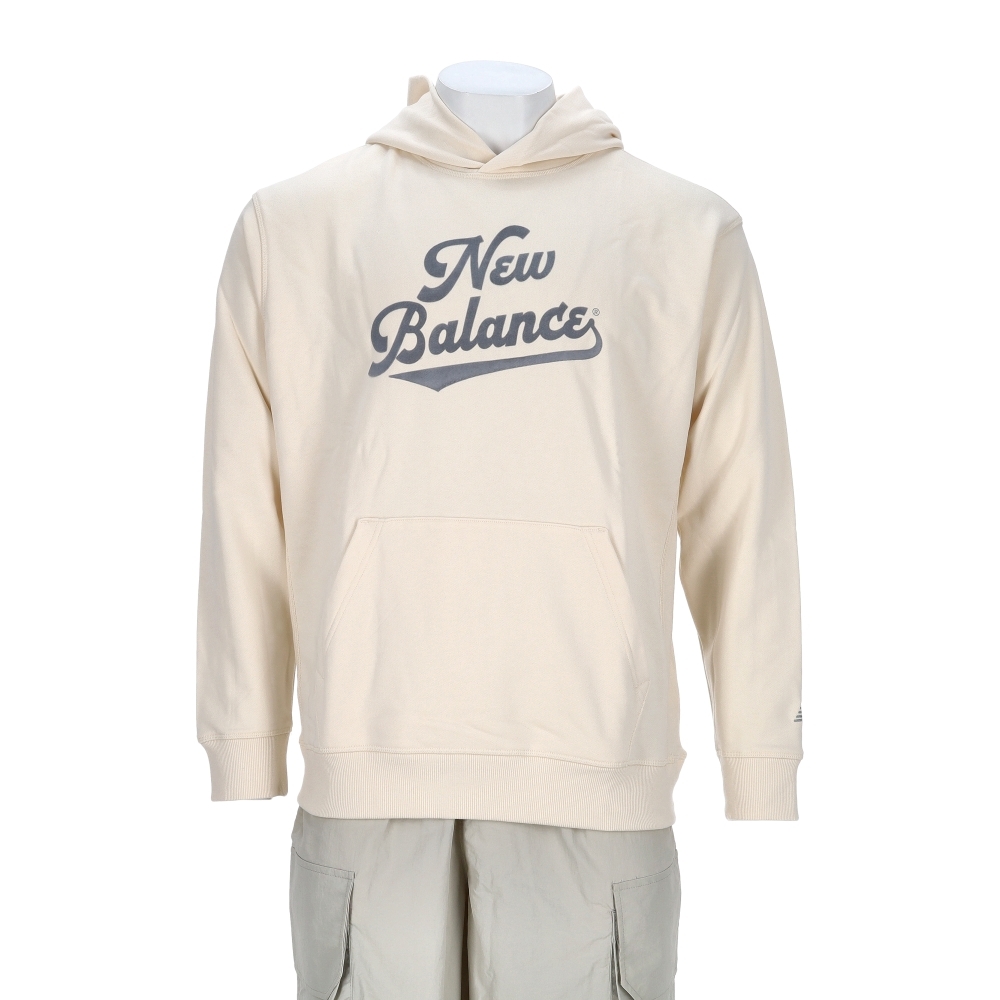 New Balance 男款 米灰色 NB 美規 圖案 印花 帽T 連帽 長袖 MT53902PEF
