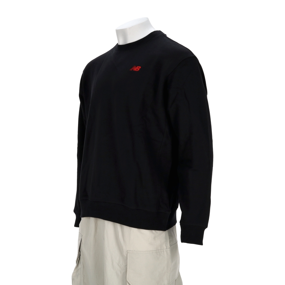 New Balance 男款 黑色 NB 棉質 圓領 大學T 長袖 MT53809BK