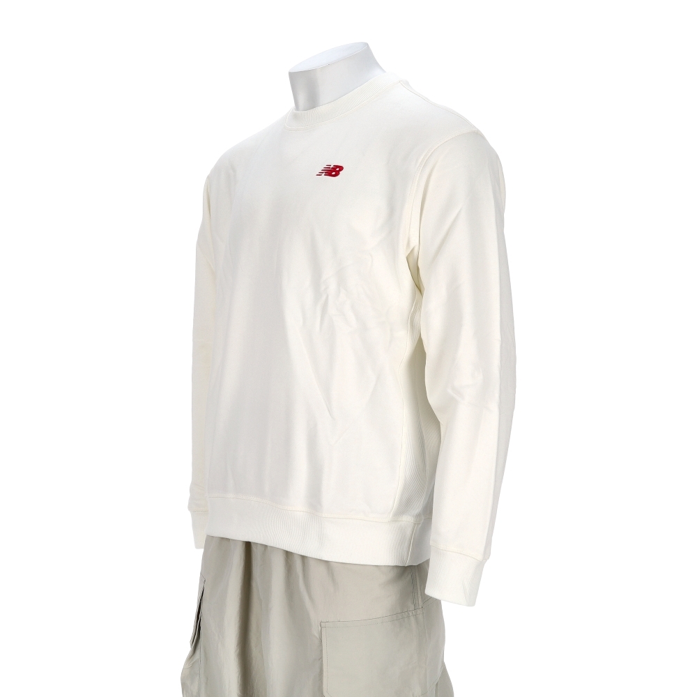New Balance 男款 米白色 NB 棉質 圓領 大學T 長袖 MT53809SST