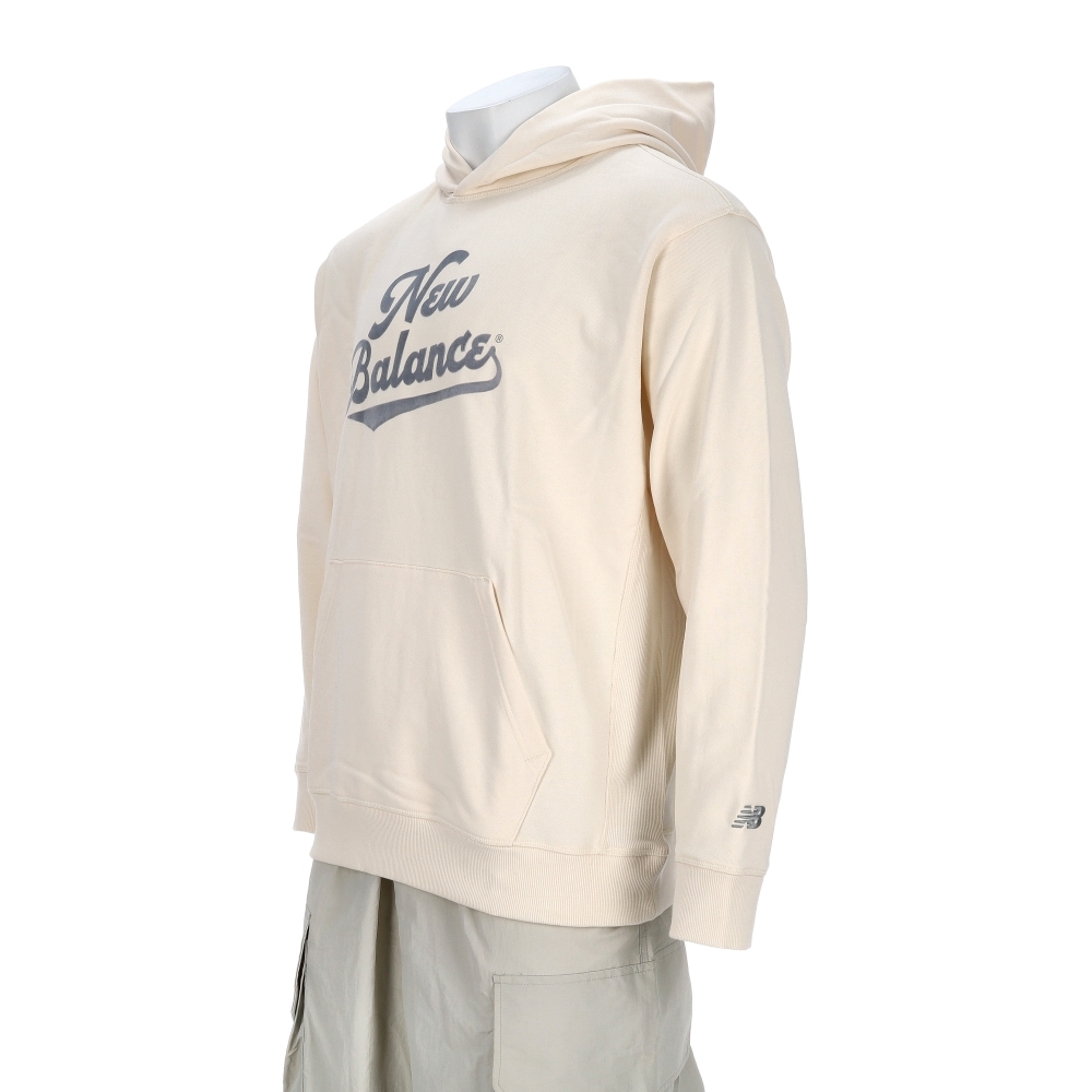 New Balance 男款 米灰色 NB 美規 圖案 印花 帽T 連帽 長袖 MT53902PEF