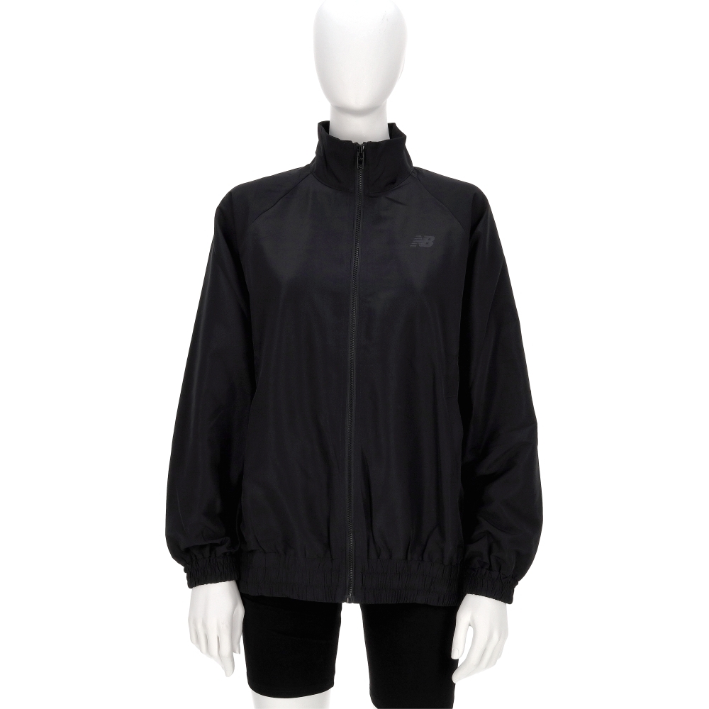 New Balance 女款 黑色 NB 美規 平織 下擺抽繩 棒球外套 風衣 外套 WJ53517BK