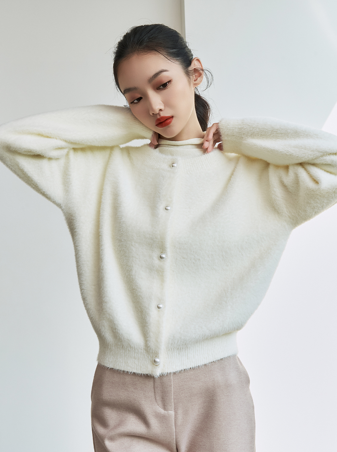 【期間限定】珍珠扣長袖外套