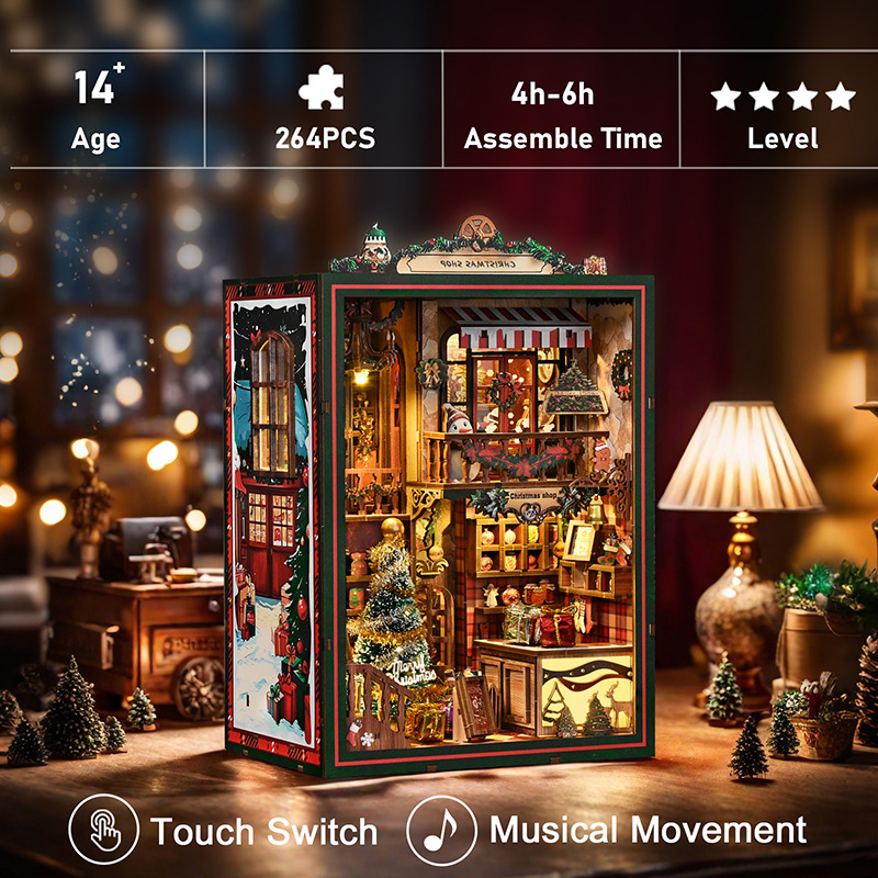 DIY Christmas Bookend Puzzle Mini House Kit