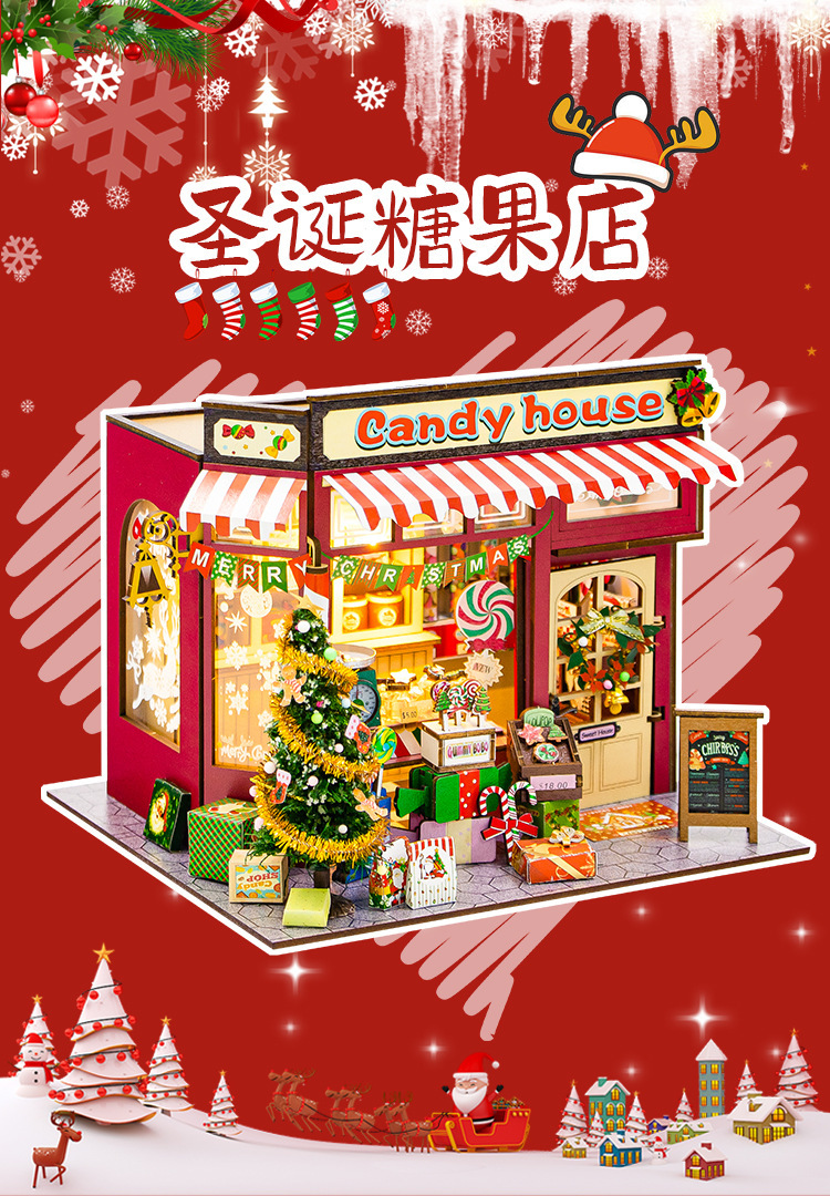 DIY Christmas Candy House Wooden Miniature