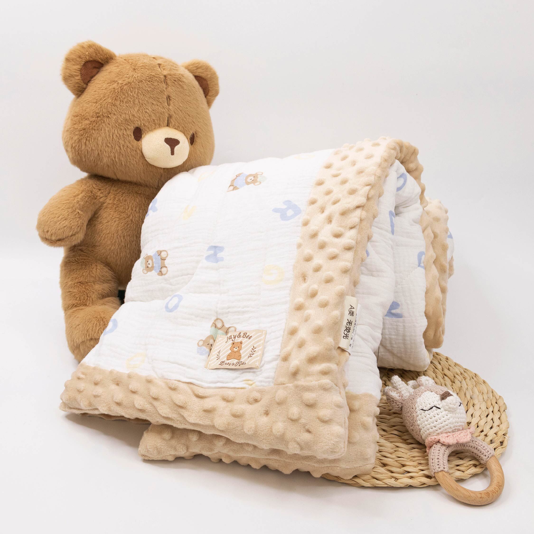 【JS0382】晚安字母熊鋪棉魔粒毯(小)