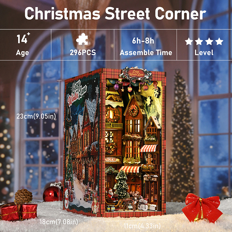 DIY Christmas Street Corner Bookend Miniature House
