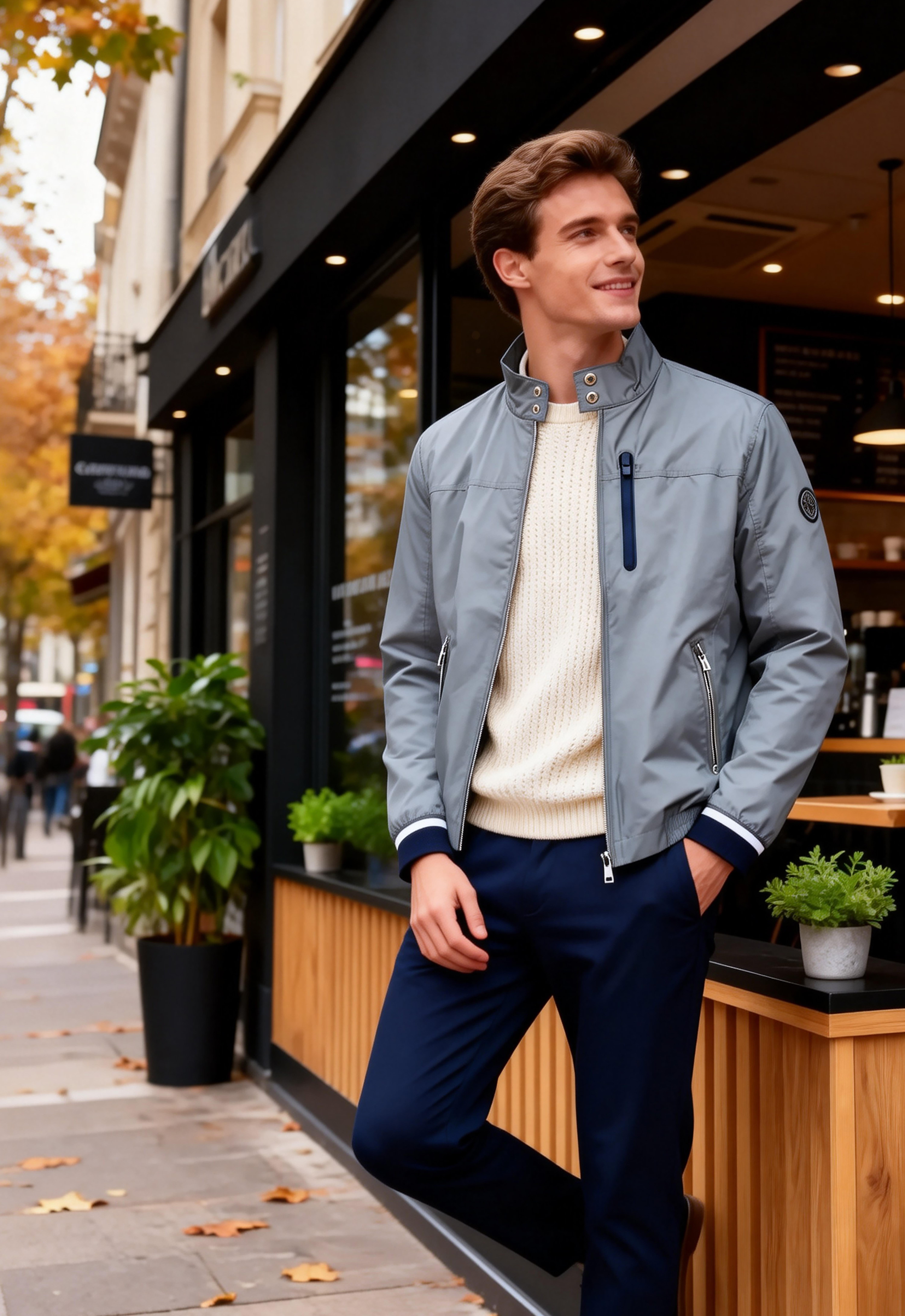 248066 男裝立領休閒通勤紳士夾克外套