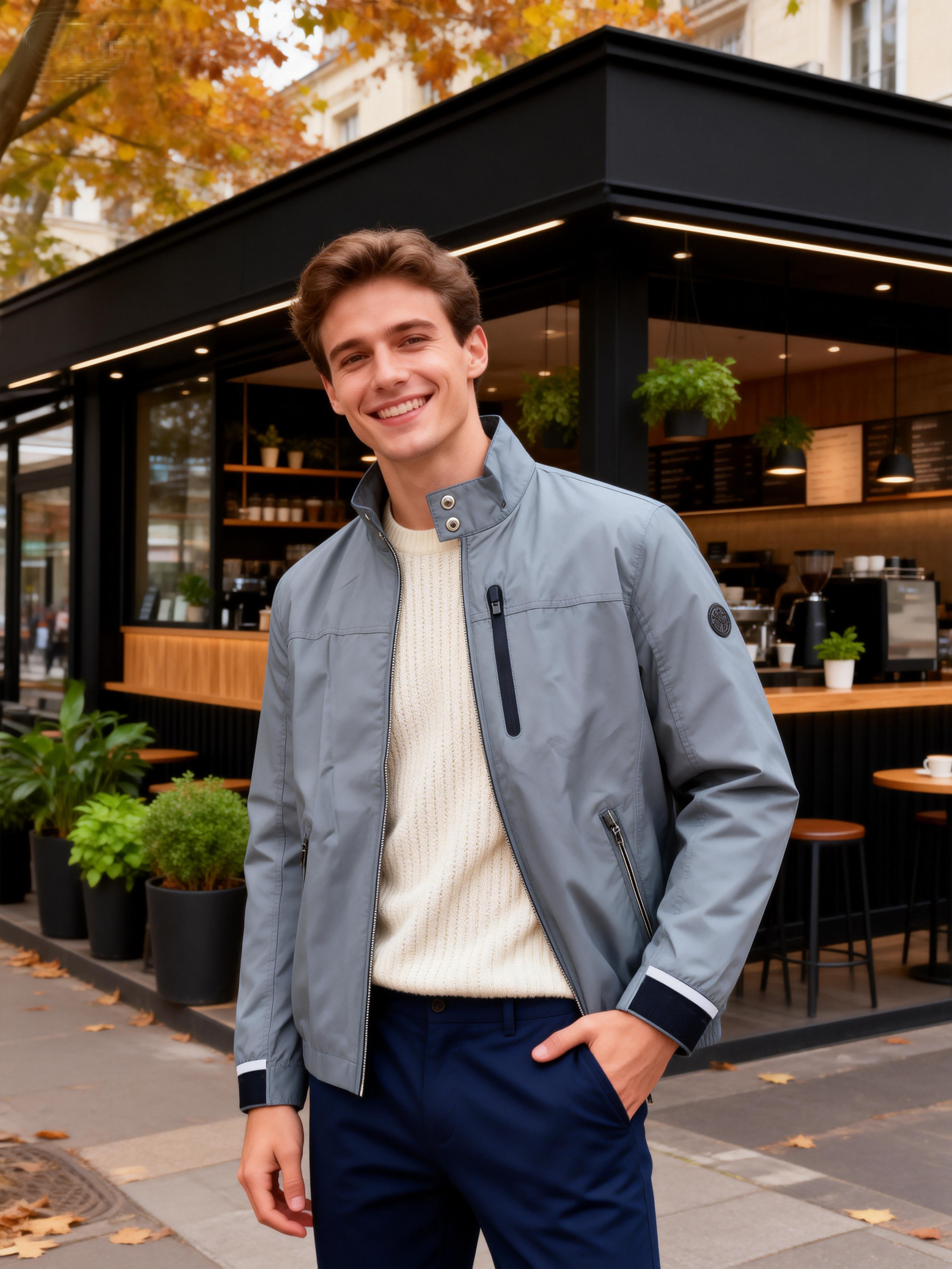 248066 男裝立領休閒通勤紳士夾克外套