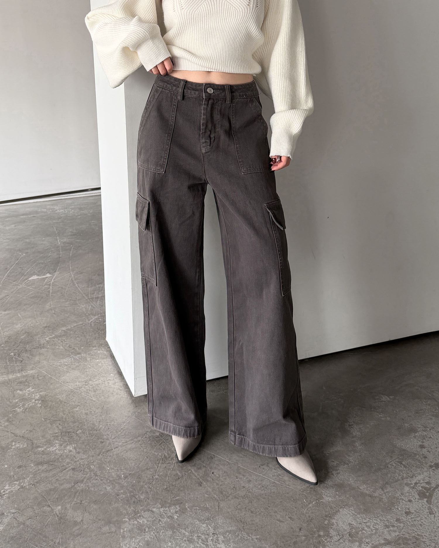 B1211 直筒工裝褲 / 灰