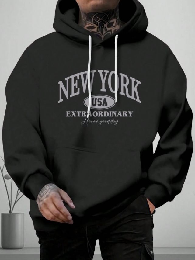 KADMAX大尺碼 - 男士寬鬆紐約美式帽TEE〈KSMS2690〉