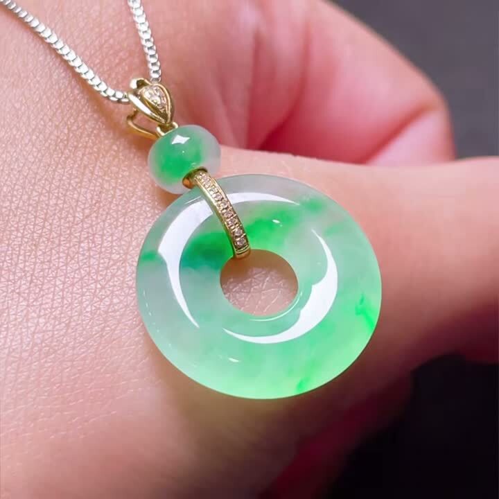 翡翠甜甜圈吊墜 (18.8mm直徑),天然翡翠A玉, 緬甸玉, Jade, Jadeite