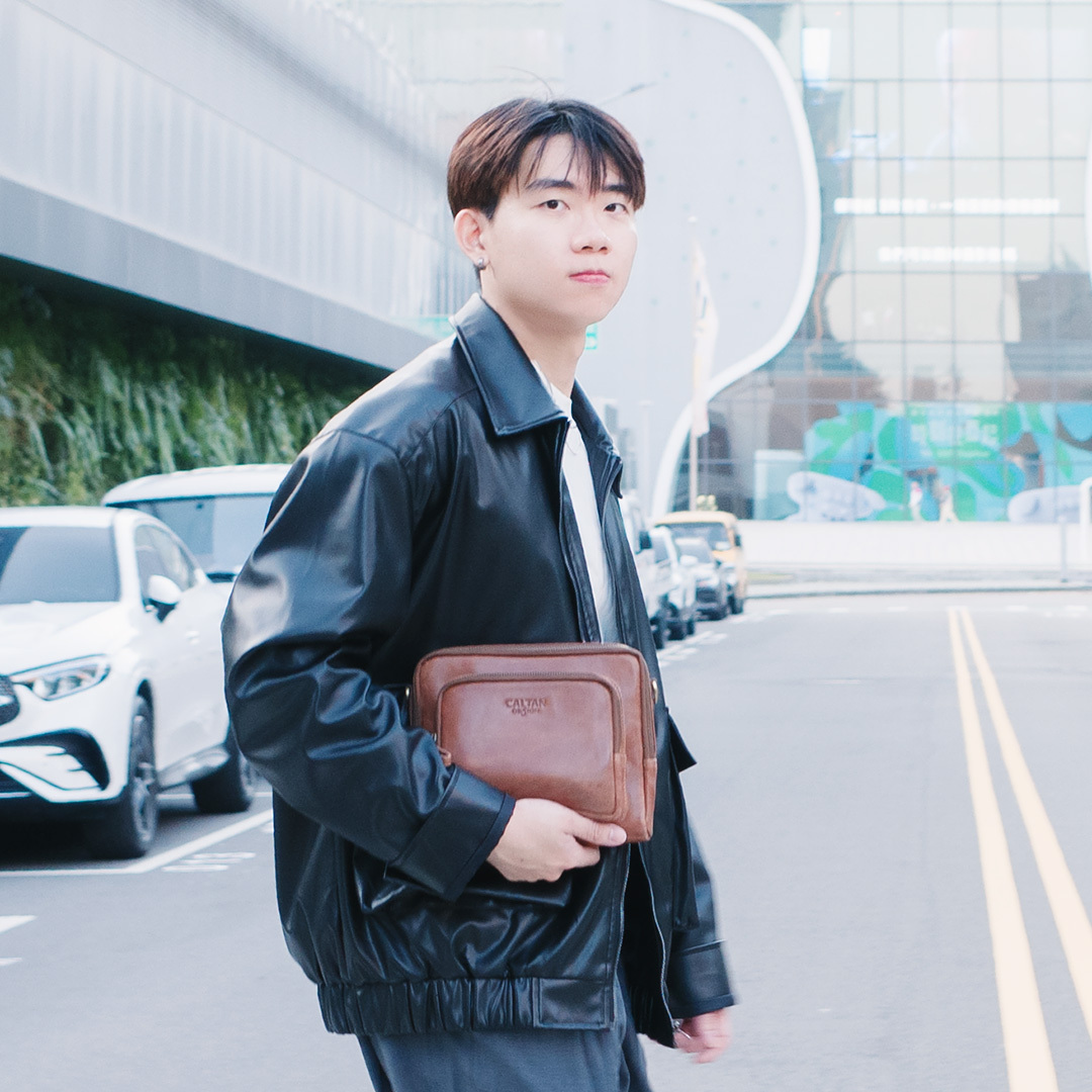 慢食厚片真皮雙層斜背包-兩色(5542)