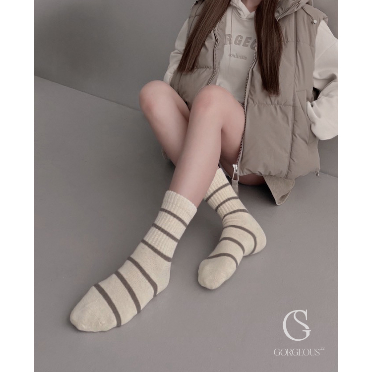 G8468「橫條羊毛長襪」