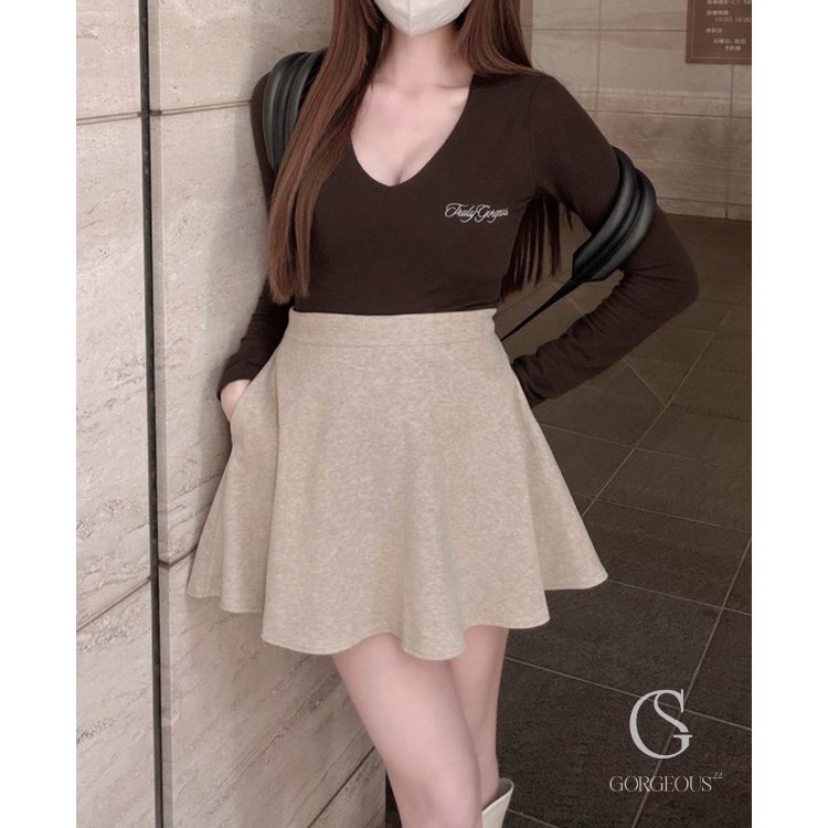 G9772「高磅蛋白羊絨波浪褲裙」