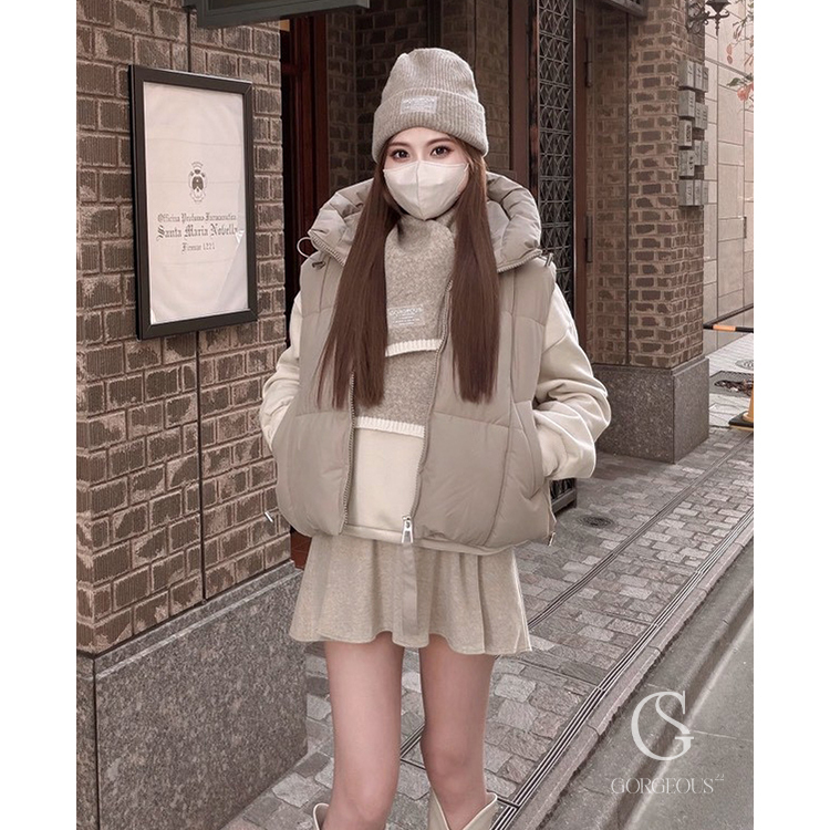 G9782「小胖丁'防潑水連帽背心外套」