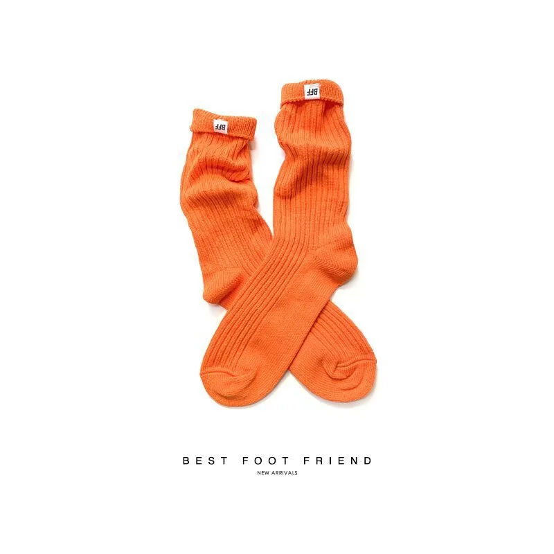 BFF Best foot friend LOOSE SOCKS 橘色堆積 中筒襪 長襪【BF210001】